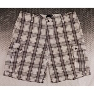 Club Room Men's Cargo Shorts Size 34 gray and‎ white Plaid